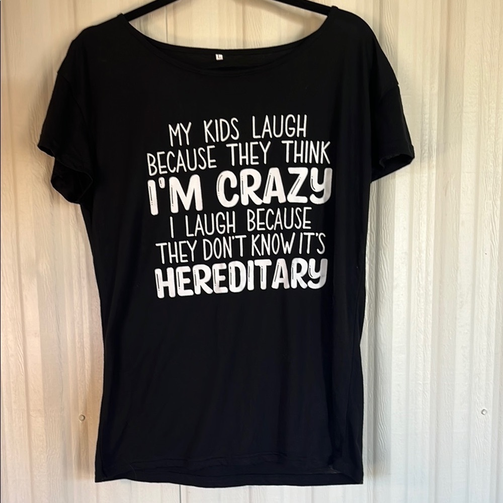 Super Soft Black Graphic Womens T-Shirt‎ Size L